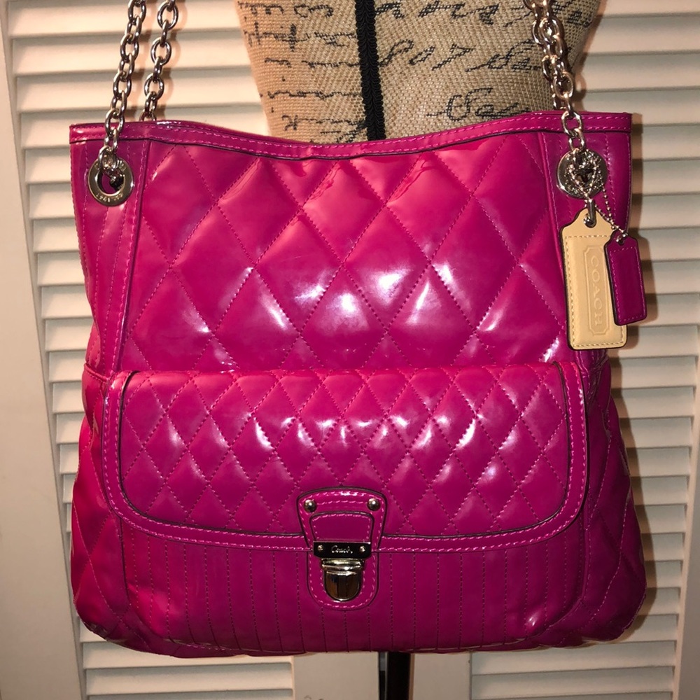 Coach Poppy Liquid Gloss Slim Patent Leather Tote